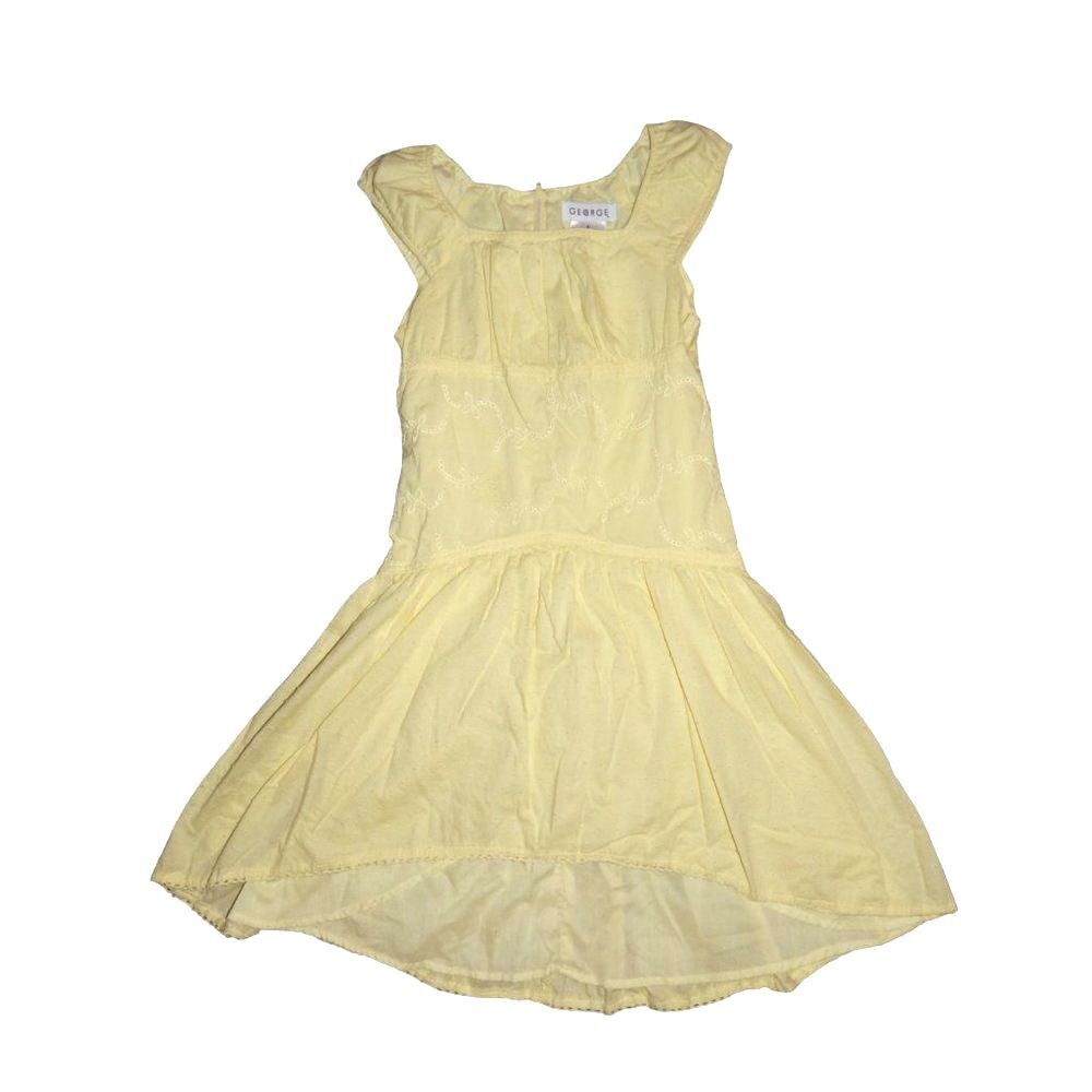 George Girls Light Yellow Sleeveless Embroidered Hi‑Low Sundress Size 8